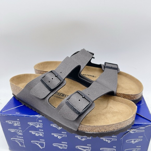 Birkenstock Arizona Birko Flor Sandals Pull Up Anthracite EU 43 Mens US 10- 10.5